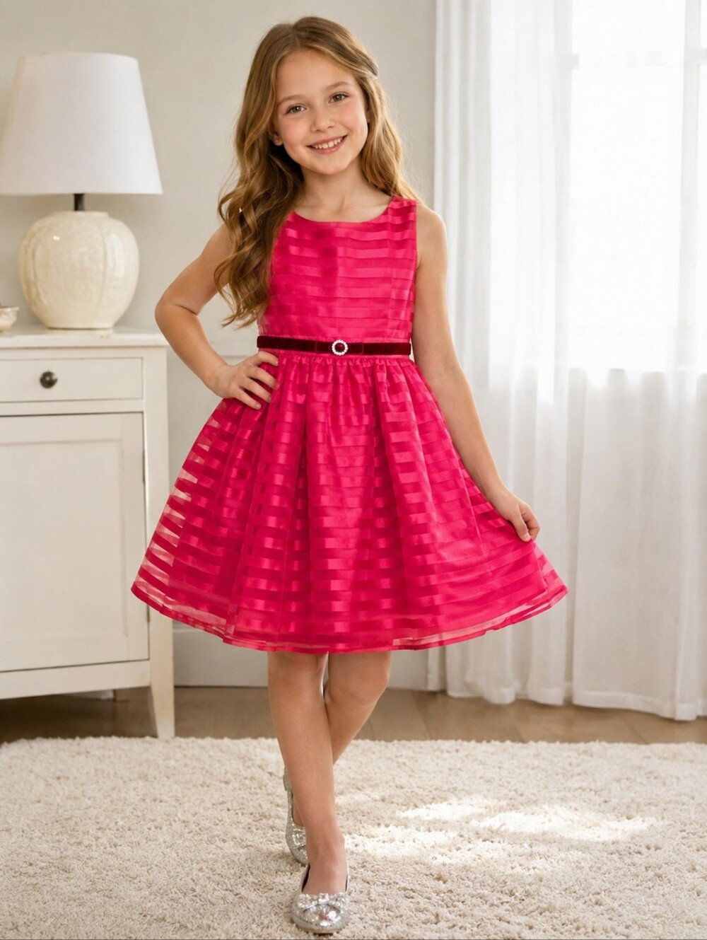 Jona Michelle Girls Party Dress Size 10 Red Holiday Christmas Special Occasion